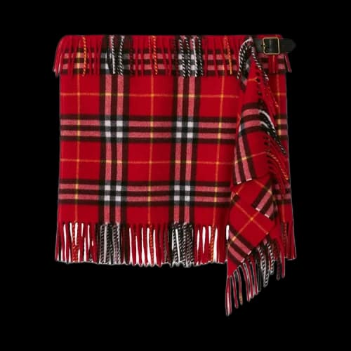 Burberry Check Wool Cashmere Scarf Skirt 'Currant'