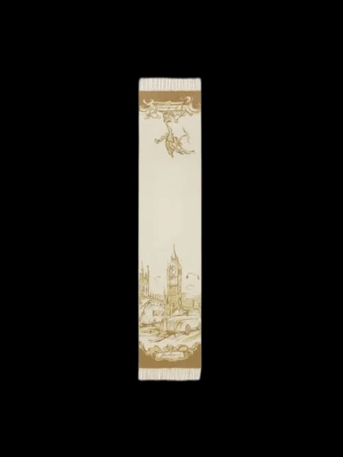 Burberry Heritage Scene Cashmere Scarf Hay