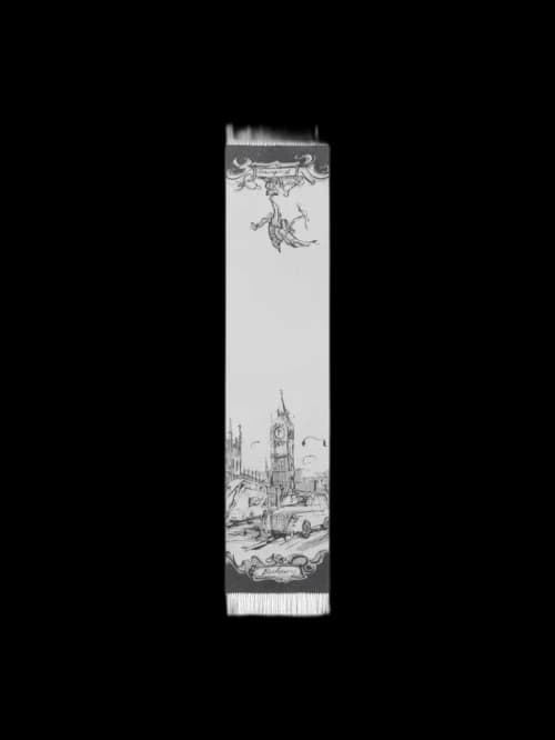 Burberry Artistic Bird Motif Cashmere Scarf Wisp