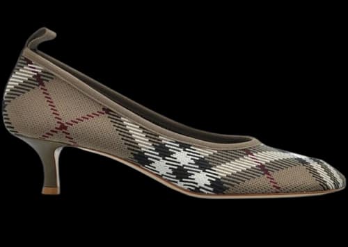 Burberry Check Knit Square Toe 45MM Pumps Beige (Women's)