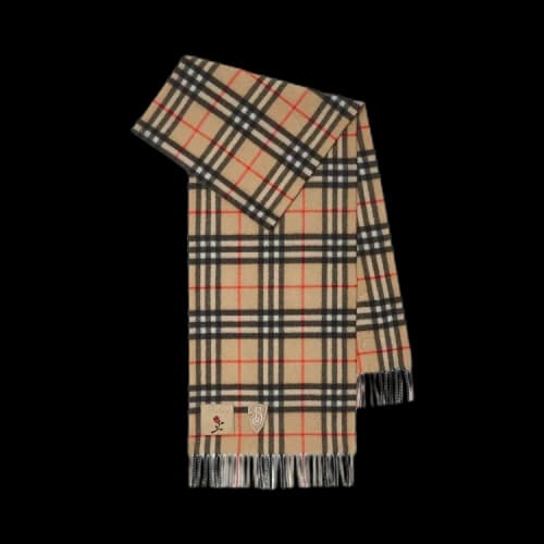 Burberry Appled Badges Medium Check Scarf Sand