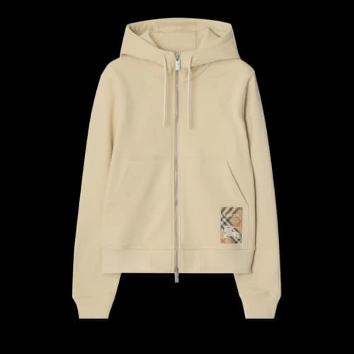 Burberry Check Label Zip-Through Hoodie 'Nutmeg'