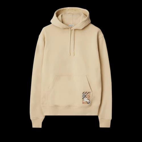 Burberry Check Label Cotton Hoodie Nutmeg