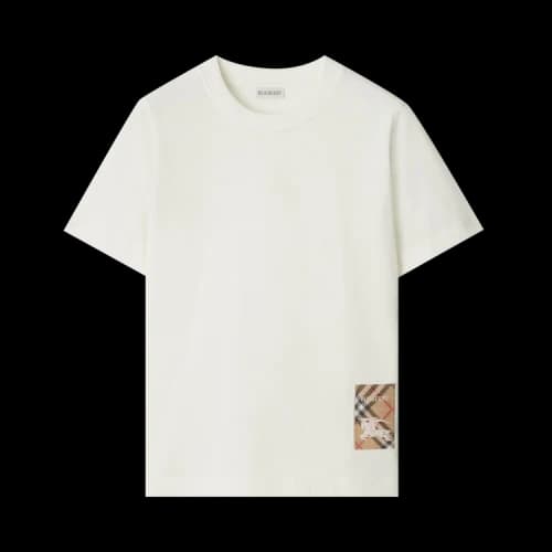 Burberry Check Label T-shirt Chalk