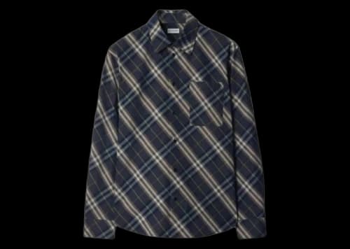 Burberry Relaxed Fit Check Cotton Shirt Indigo