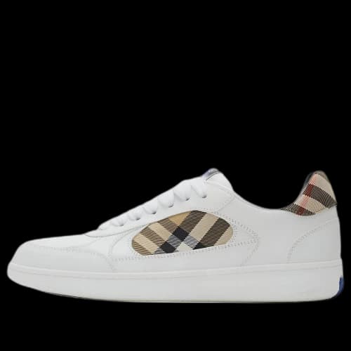 Burberry 26 Leather and Check Terrace Sneakers 'White Sand'