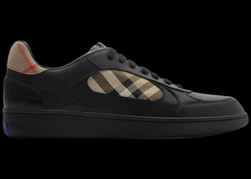 Burberry Leather and Check Terrace Sneakers Black Sand