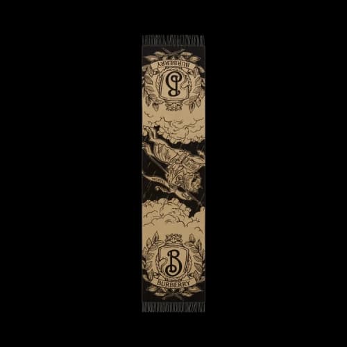 Burberry Mu Wide Reversible Stormy Knight Scarf Sand