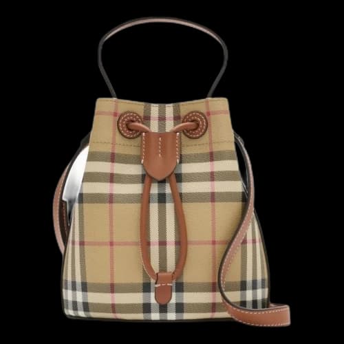 Burberry Mini Check Bucket Bag 'Archive Beige Briar Brown' (Women's)