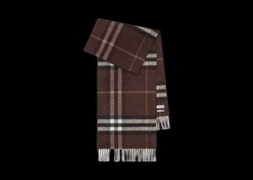 Burberry Mu Washed Giant Check Scarf Treacle Brown