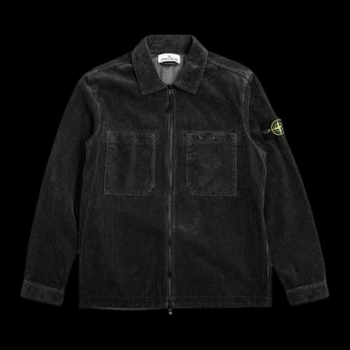 Stone Island Logo Patch Corduroy Overshirt 'Black'
