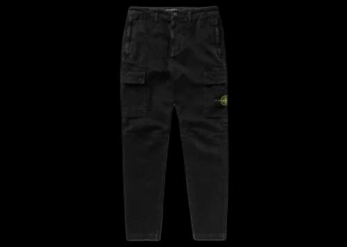 Stone Island Logo-Patch Tapered Trousers Black