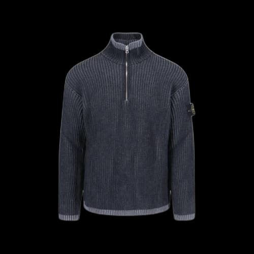 Stone Island Zip Logo Sweater Grey Virgin Wool