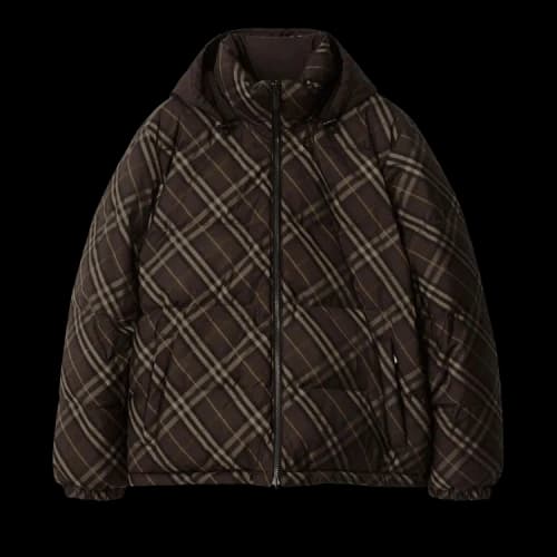 Burberry Stand Collar Check Zip Up Coat 'Truffle'