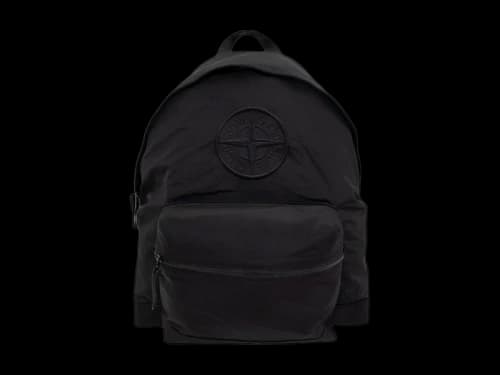 Stone Island Compass Embroidered Zipped Backpack Black