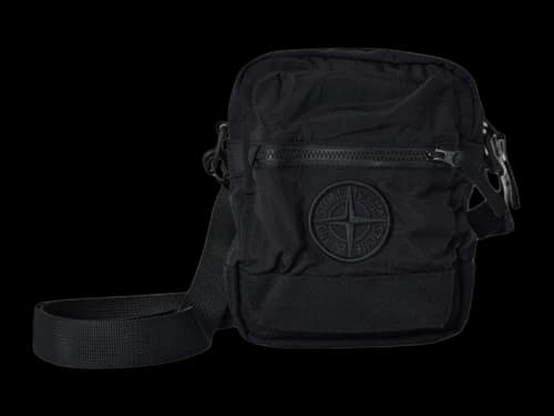 Stone Island Compass-Applique Messenger Bag Black