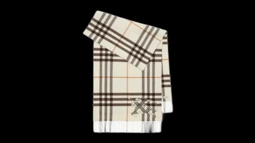 Burberry Mu G Check Ekd X Stitch Scarf Pebble White