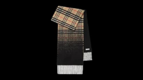 Burberry Mu Gradient Check Jacquard Scarf Sand