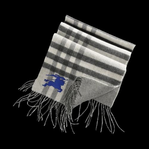 Burberry Reversible EKD Check Cashmere Scarf 'Mitten Grey'