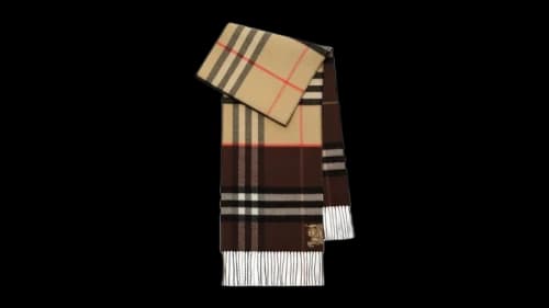 Burberry Double-Faced Contrast Check Ekd Scarf Sand/Treacle Brown