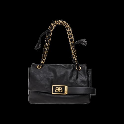 Balenciaga Modu Fringe Chain Leather Shoulder Bag 'Black'
