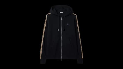 Burberry Scott Check Trim Zip Hoodie Navy