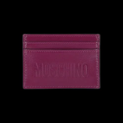 Moschino Embossed Logo Card Holder 'Bordeaux'