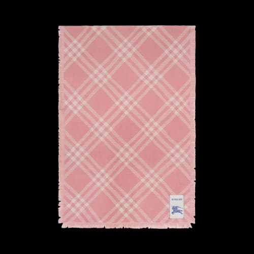 Burberry Mu Wide Check Wool Silk Scarf Sugar Pink