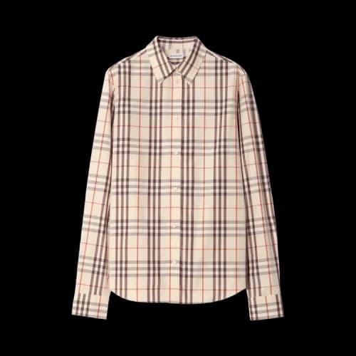 Burberry Women's Emma Chk Shirt Almond Beige