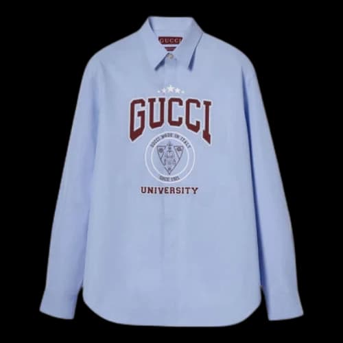 Gucci Printed Heavy Poplin Shirt 'Pale Blue'