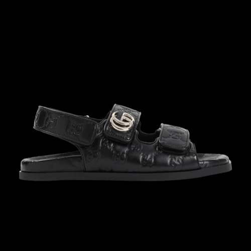 Gucci Double G Leather Sandals 'Black' (Women's)