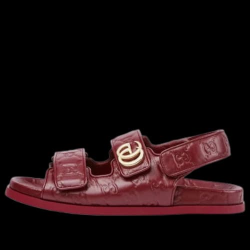 Gucci Double G Leather Sandals 'Rosso Ancora' (Women's)