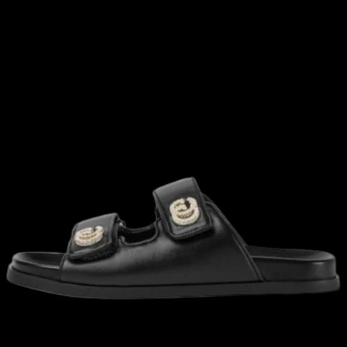 Gucci Double G Leather Slides 'Black' (Women's)