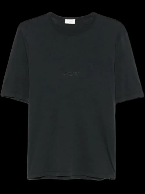 Saint Laurent Round Neck Short Sleeve T-shirt Black White