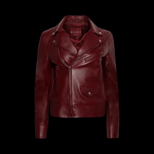 Gucci Leather Biker Jacket 'Rosso Ancora Red'