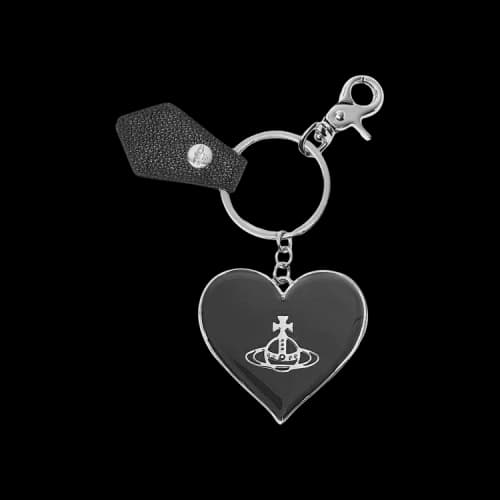Vivienne Westwood Mirror Heart Orb Keyring 'Black'