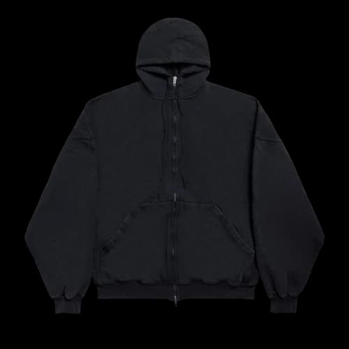 Balenciaga Large Zip-Up Hoodie 'Faded Washed Black'