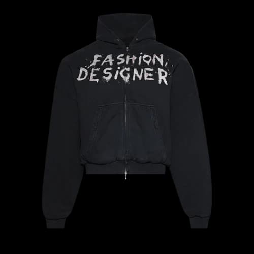 Balenciaga Sprayed Effect Zipped Hoodie 'Faded Washed Black'