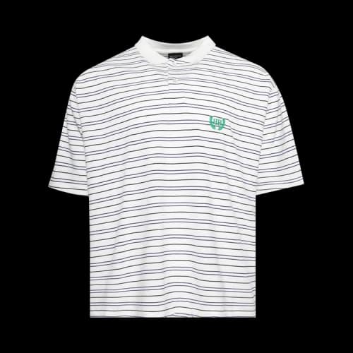 Balenciaga Striped Polo Shirt 'White/Blue'
