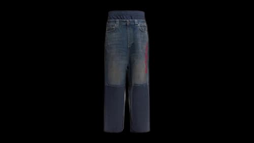 Balenciaga Patched Molleton Jeans Blue