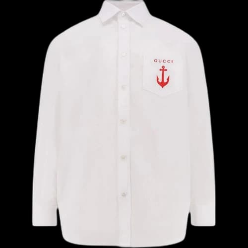 Gucci Cotton Poplin Shirt with Embroidery 'White'