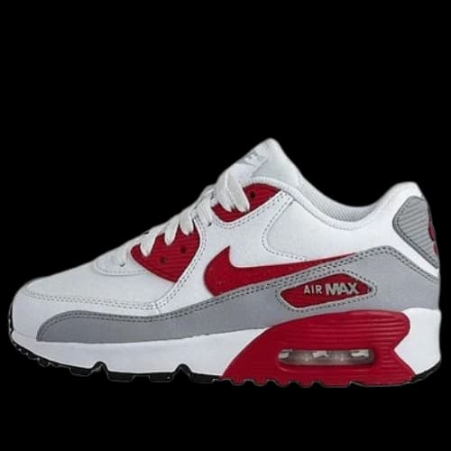 (GS) Nike Air Max 90 LTR Leather Low-Top White/Grey/Red