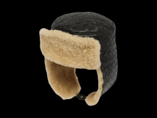 Bottega Veneta Intrecciato Leather Aviator Hat Fondant/Dune