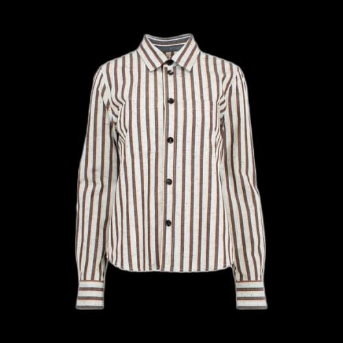 Bottega Veneta Long-Sleeve Striped Shirt 'Cloud/Fondant/Lava'