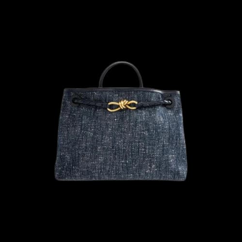 Bottega Veneta Medium Andiamo Denim Bag 'Navy/White/Orange'