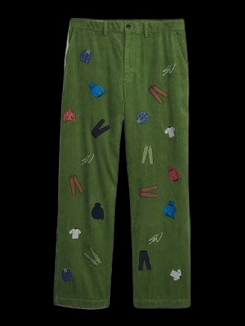 Gap Re-Issue × Sean Wotherspoon Embroidered Corduroy Relaxed Pants with Washwell Bright Pesto