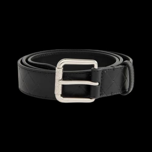 Bottega Veneta Intrecciato Stamp Belt 'Black/Silver'