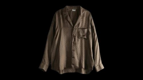 Saint Laurent Notched Collar Pajama Shirt Taupe
