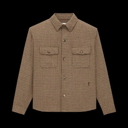 Saint Laurent Overshirt In Puppy Tooth 'Beige/Marron/Noir'