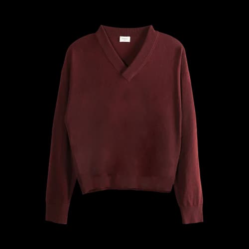 Saint Laurent V-Neck Pullover Sweater 'Bordeaux'